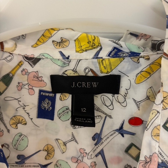 NWOT J. Crew Paris Print Cotton Popover Shirt - Picture 4 of 8